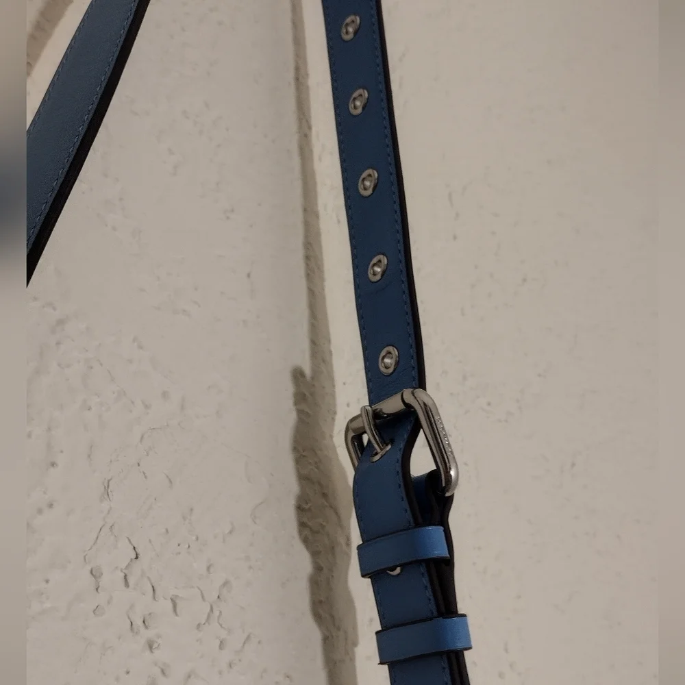 Coach Pool Blue Soft Pebbled Leather Camera Crossbody Bag